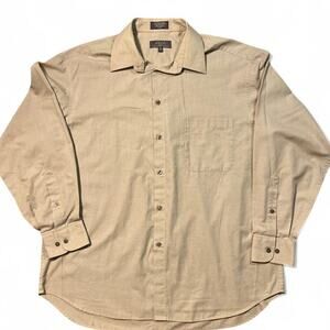 Vintage Claiborne Crazy Horse Button Down Shirt Mens Large Beige Western